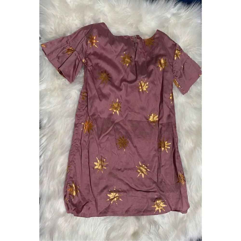 Tea collection rose pink metallic gold star dress 6